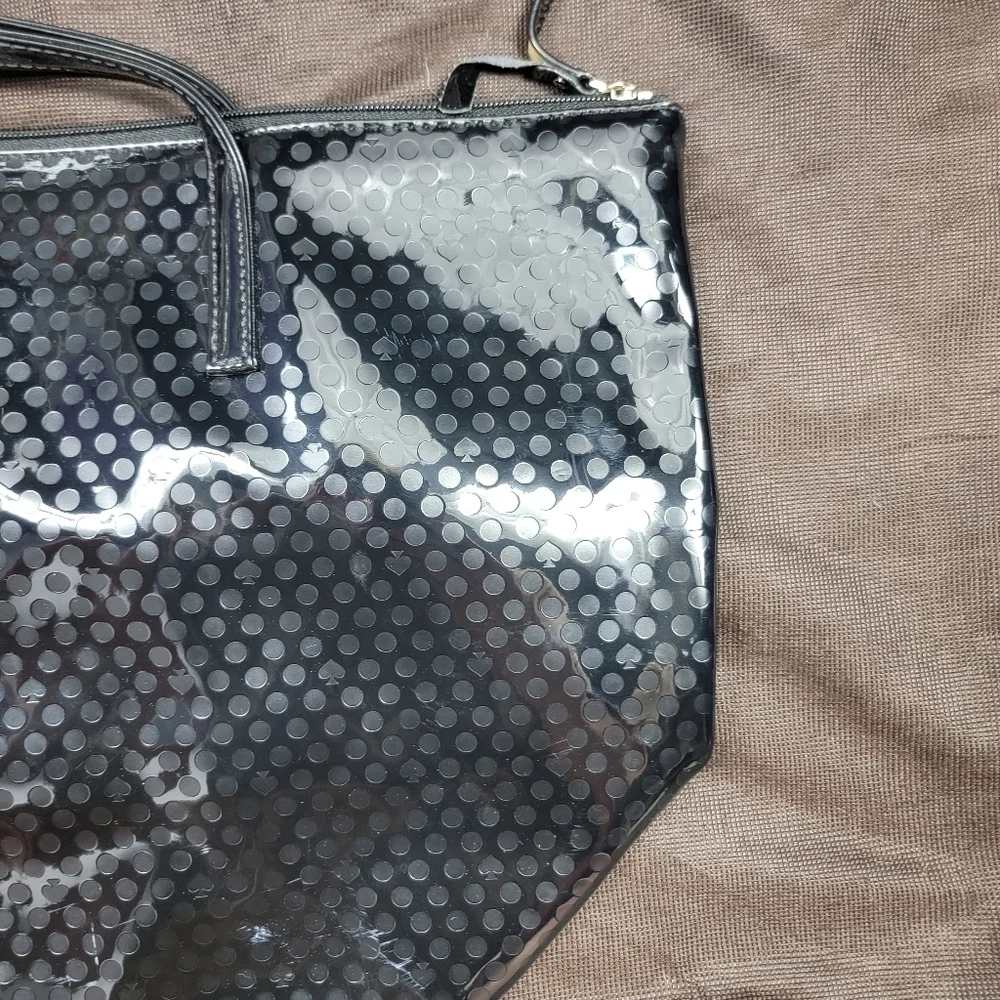 Kate Spade Denim Blue Pebbled Leather Zip Tote Shoulder Bag